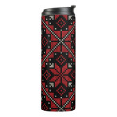 Palestine Embroidery Tatreez Pattern12 crm-red Thermosbeker (Gedraaid links)