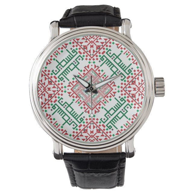 Palestine Embroidery tatreez Pattern Horloge (Voorkant)