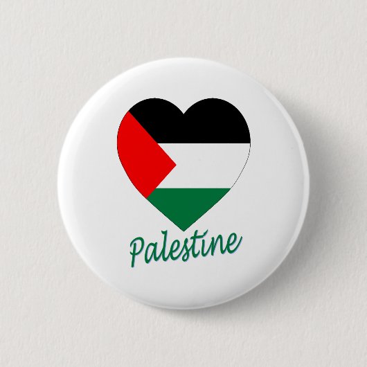 Palestine Flag Heart Ronde Button 5,7 Cm (Voorkant)