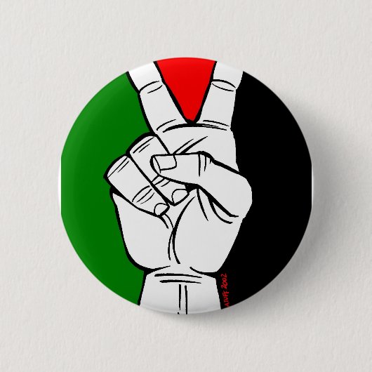 PALESTINE FLAG PEACE SIGN RONDE BUTTON 5,7 CM (Voorkant)