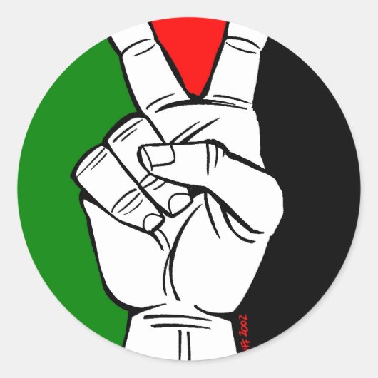 PALESTINE FLAG PEACE SIGN RONDE STICKER (Voorkant)