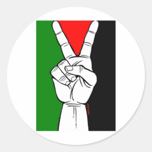 PALESTINE FLAG PEACE SIGN RONDE STICKER