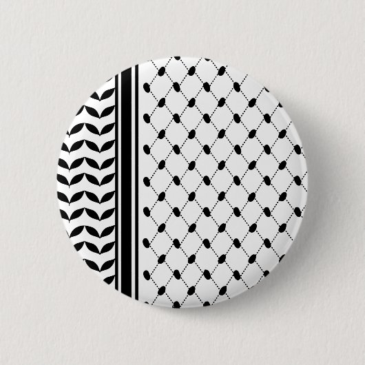 Palestine Keffiyeh Patroon Sjaal Ronde Button 5,7 Cm (Voorkant)