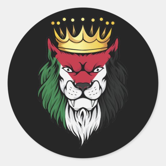 Palestine Lion King Flag Ronde Sticker (Voorkant)