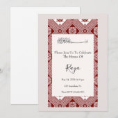 Palestinian Tatreez Henna Invitation In Red (Devant / Derrière)