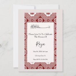 Palestinian Tatreez Henna Invitation In Red Kaart