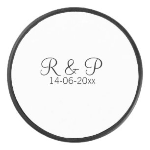 Palet De Hockey Ajouter monogramme du nom du couple ajouter date a