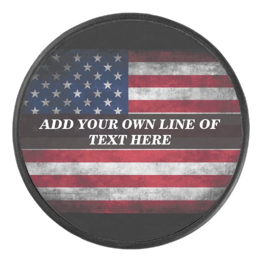 Palet De Hockey Ajouter votre texte sur le drapeau américain (Devant)