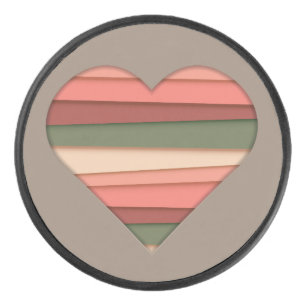 Palet De Hockey Amour du coeur rayé Saint-Valentin