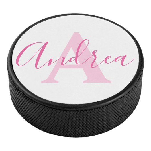 Palet De Hockey Andrea monogram texte rose nom personnalisé initia (3/4/2016 12:00:00 AM)