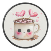 Palet De Hockey Aquarelle mignonne Chocolat chaud Mug (Devant)