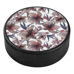 Palet De Hockey Aquarelles Crimson Floral sur blanc