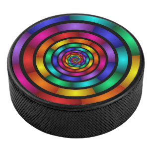 Palet De Hockey Arrondi et psychédélique coloré Art moderne fracta
