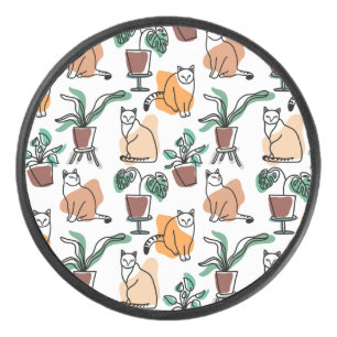 Palet De Hockey Art de trait dessin chats et fleurs
