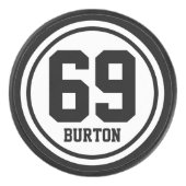 Palet De Hockey Bague solide / Pointe blanche + votre nom et votre (Devant)