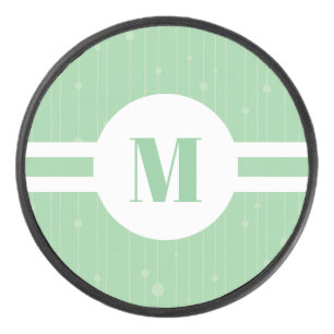 Palet De Hockey Bandes vertes à la menthe monogramme pastel minima