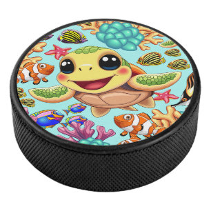 Palet De Hockey Bébé Tortue de Mer Heureux et Mignon Personnage