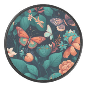 Palet De Hockey Belles fleurs et papillons dans la jungle