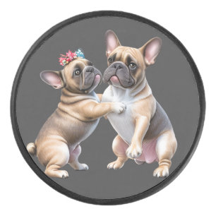 Palet De Hockey Bouledogue français amoureux Saint-Valentin