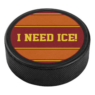 Palet De Hockey Bouton rond - Rayures rouge foncé jaune