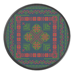 Palet De Hockey Broderie palestinienne Tatreez rouge vert 5 Motif
