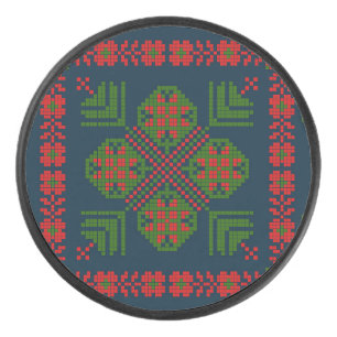 Palet De Hockey Broderie Palestinienne Tatreez rouge vert 5 motifs
