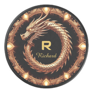Palet De Hockey 🐉 Cadre de nom de blason de dragon médiéval Emblè