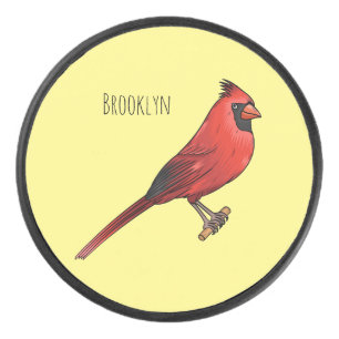 Palet De Hockey Cardinal du Nord dessin animé d'oiseau