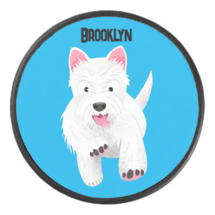 Palet De Hockey Caricature blanche de terrier de l'ouest