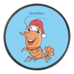 Palet De Hockey Caricature de crevettes de Noël joyeux