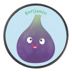 Palet De Hockey Caricature de fruits mauve joyeux aux figues