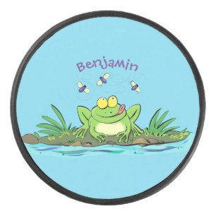 Palet De Hockey Caricature de grenouille vert mignon
