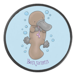 Palet De Hockey Caricature de platypus bébé très heureuse