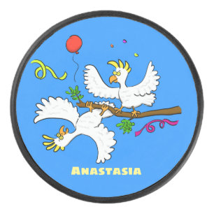 Palet De Hockey Caricature d'oiseaux de cockatoo amusante