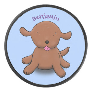 Palet De Hockey Caricature en bleu pour chien de chiot joyeux