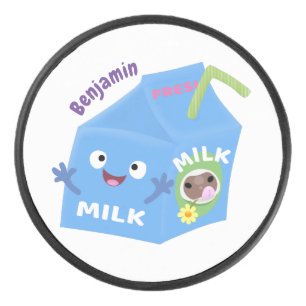 Palet De Hockey Caricature en carton de lait joyeux