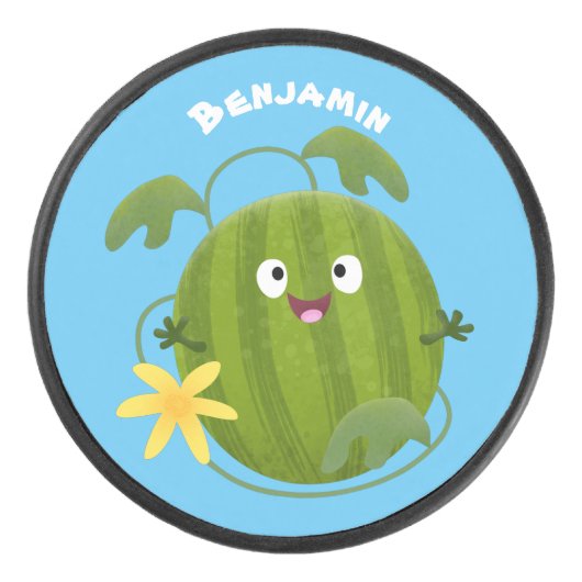 Palet De Hockey Caricature joli et souriant de pastèque (Devant)