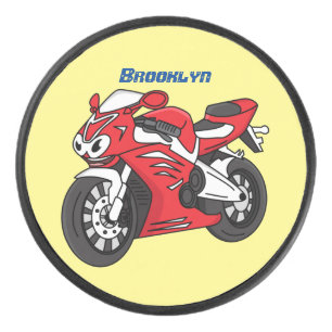 Palet De Hockey Caricature moto de sport rouge mou