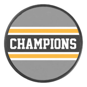Palet De Hockey CHAMPIONS Gras Gris Athétique Gris Noir Jaune Band