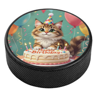 Palet De Hockey Chat drôle joyeux anniversaire