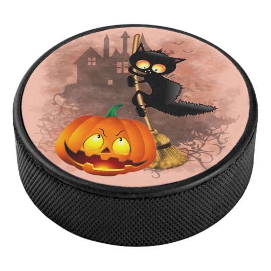 Palet De Hockey Chat effrayé par Citrouille Fun Halloween caractèr (3/4/2016 12:00:00 AM)