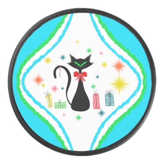 Palet De Hockey Chat Siamese Retro Christmas (Devant)