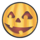 Palet De Hockey Citrouille sculpté souriant design Halloween (Devant)