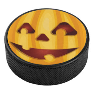 Palet De Hockey Citrouille sculpté souriant design Halloween