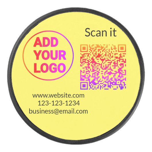 Palet De Hockey Code QR minimal simple ajouter logo scanner nom du (Devant)