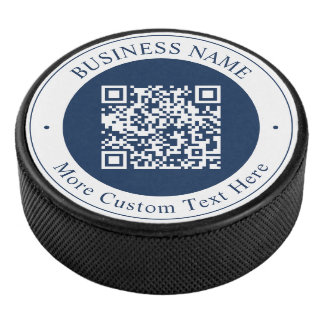 Palet De Hockey Code QR & Texte personnalisables | Bleu marine fon