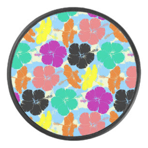 Palet De Hockey Conception de motifs de fleurs colorés