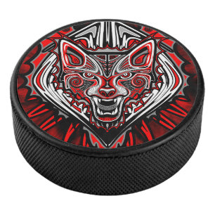 Palet De Hockey Conception de totem tribal Haida de loup