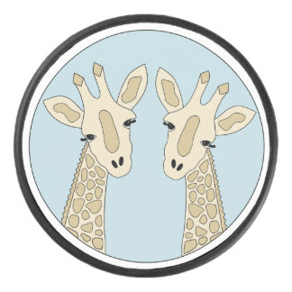 Palet De Hockey Couple de girafes bleu