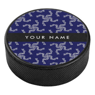 Palet De Hockey Couronne de Noël, Bleue, Votre nom, Personnaliser